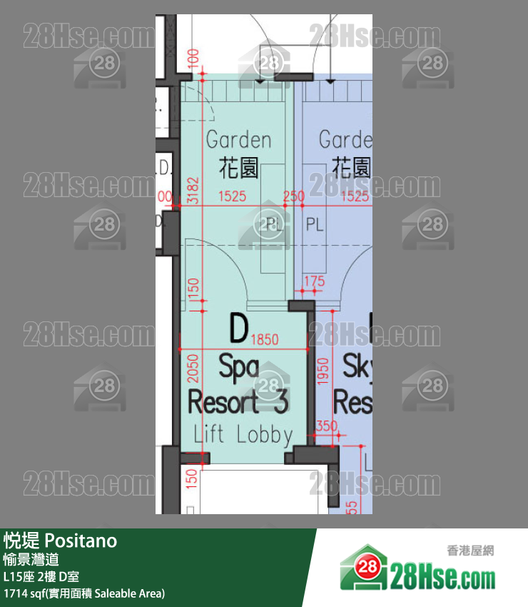 悅堤 L15座2樓 D室 平面圖