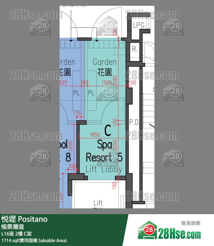 悅堤 L16座2樓 C室 平面圖