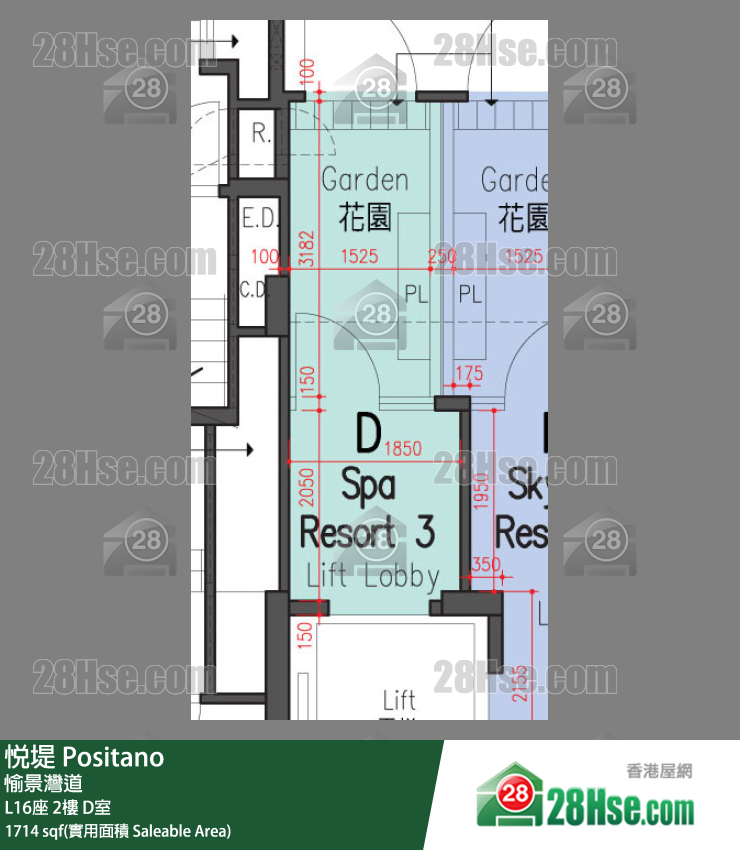 悅堤 L16座2樓 D室 平面圖