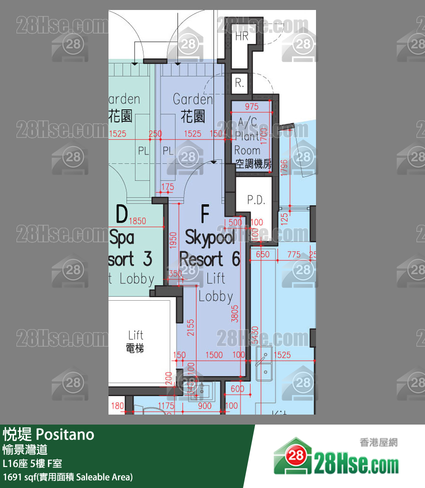 悅堤 L16座5樓 F室 平面圖