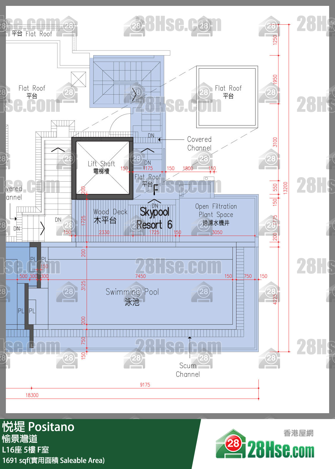 悅堤 L16座5樓 F室 平面圖