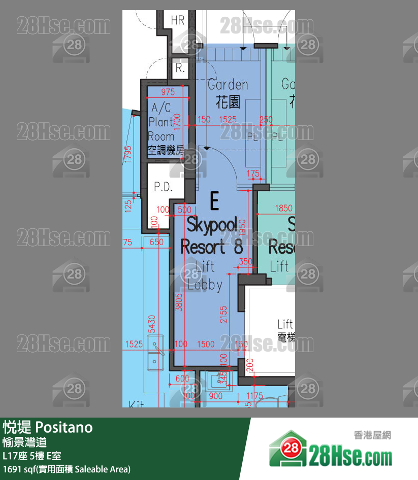 悅堤 L17座5樓 E室 平面圖