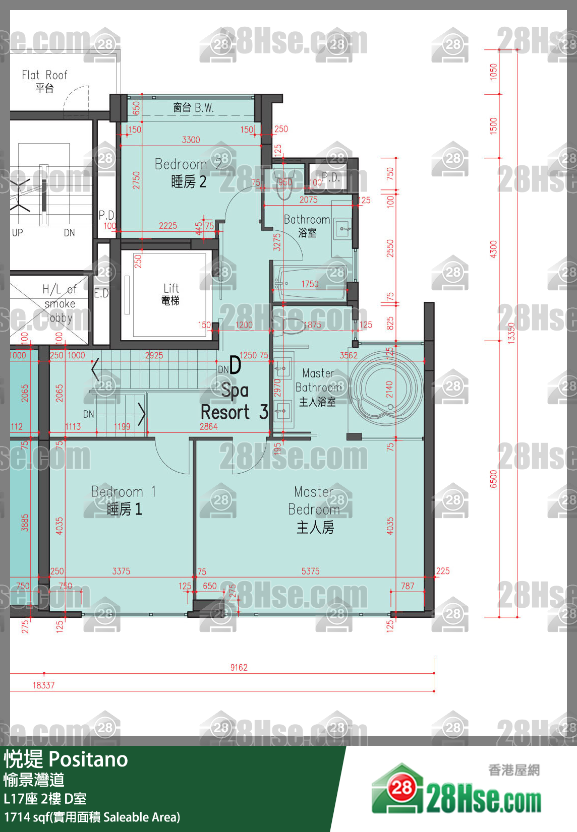悅堤 L17座2樓 D室 平面圖