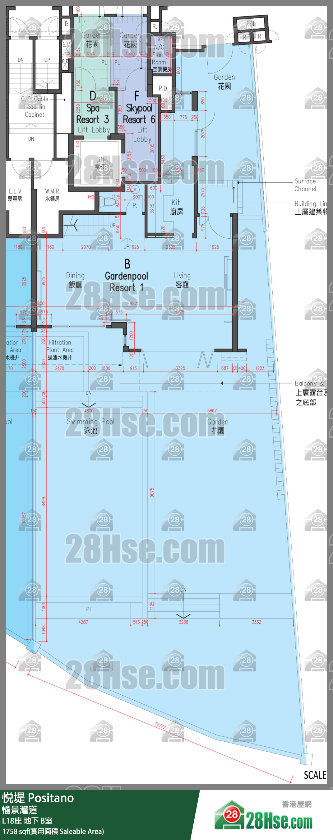 悦堤 L18座地下 B室 平面图
