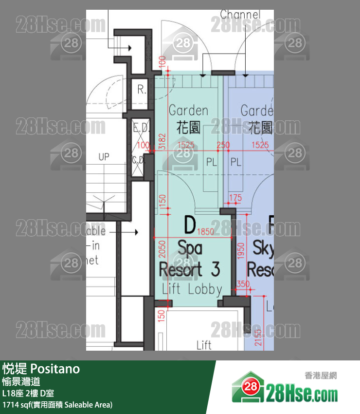 悅堤 L18座2樓 D室 平面圖