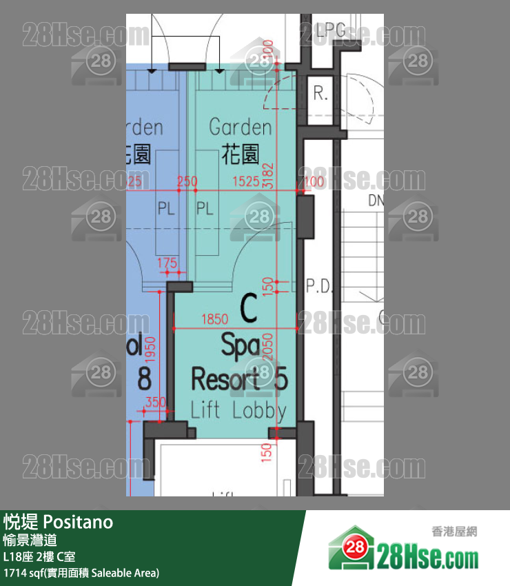 悅堤 L18座2樓 C室 平面圖