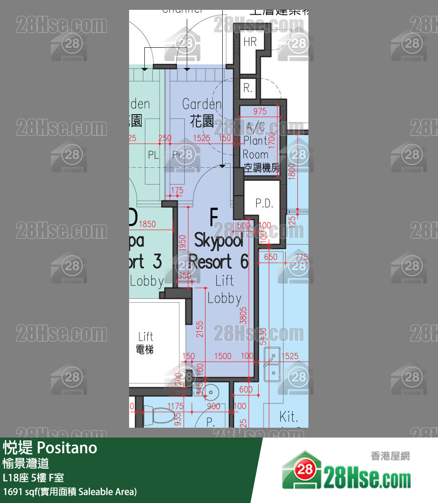 悅堤 L18座5樓 F室 平面圖