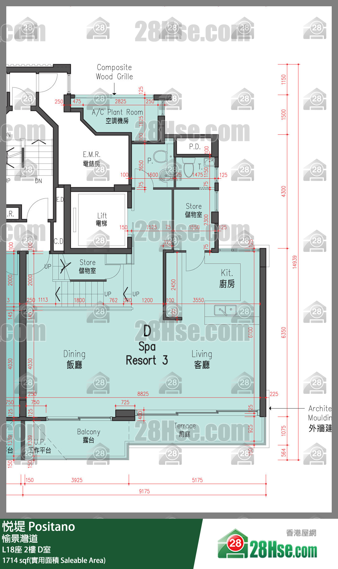 悅堤 L18座2樓 D室 平面圖
