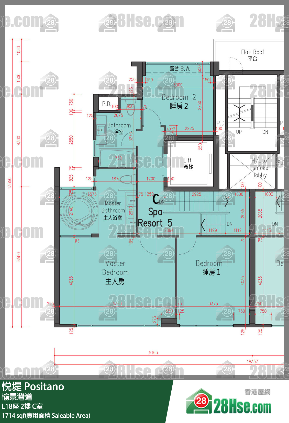 悅堤 L18座2樓 C室 平面圖