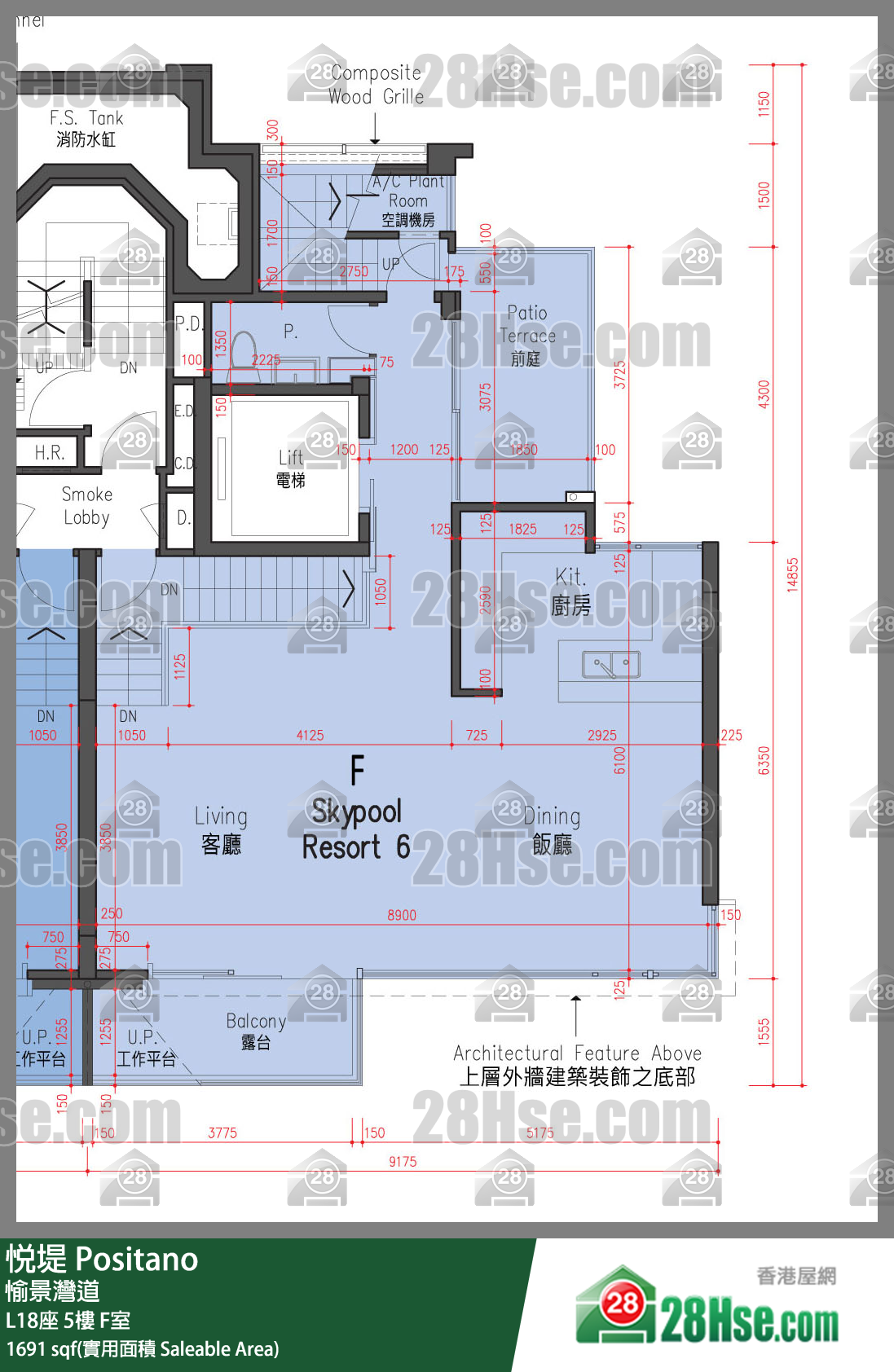 悅堤 L18座5樓 F室 平面圖