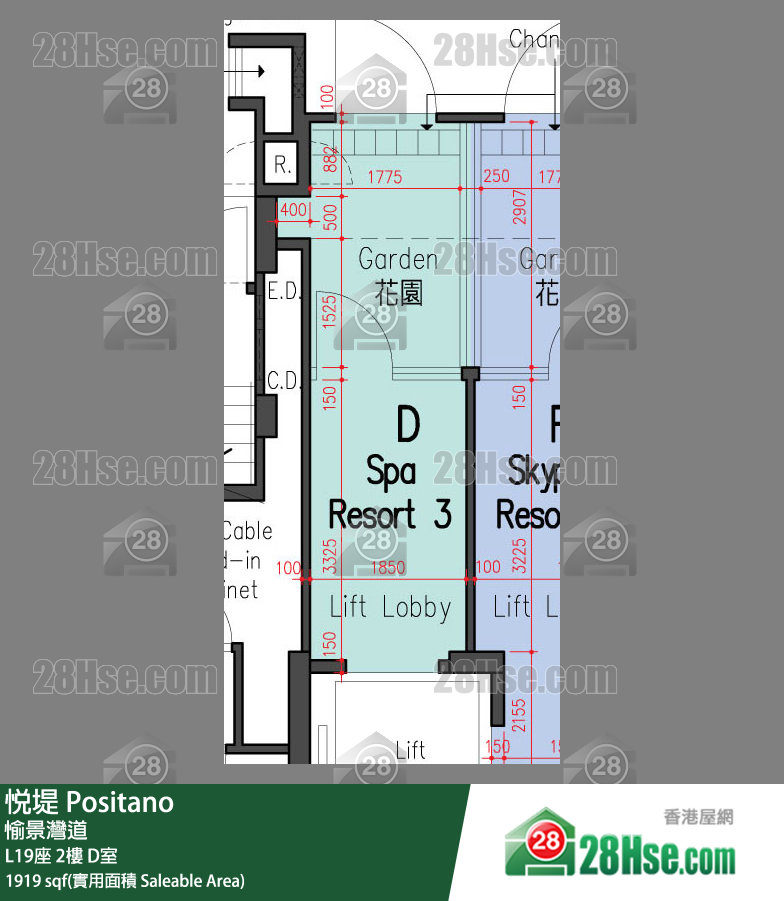 悅堤 L19座2樓 D室 平面圖