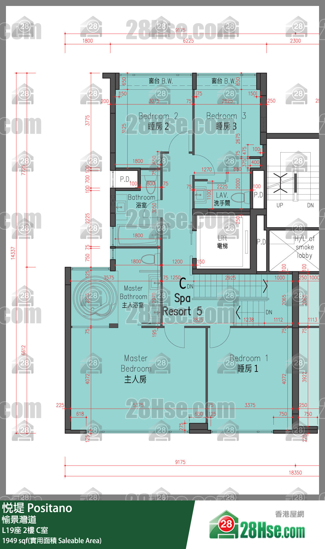 悅堤 L19座2樓 C室 平面圖