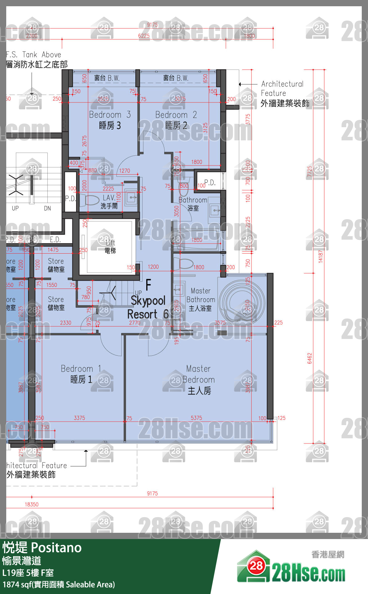 悅堤 L19座5樓 F室 平面圖