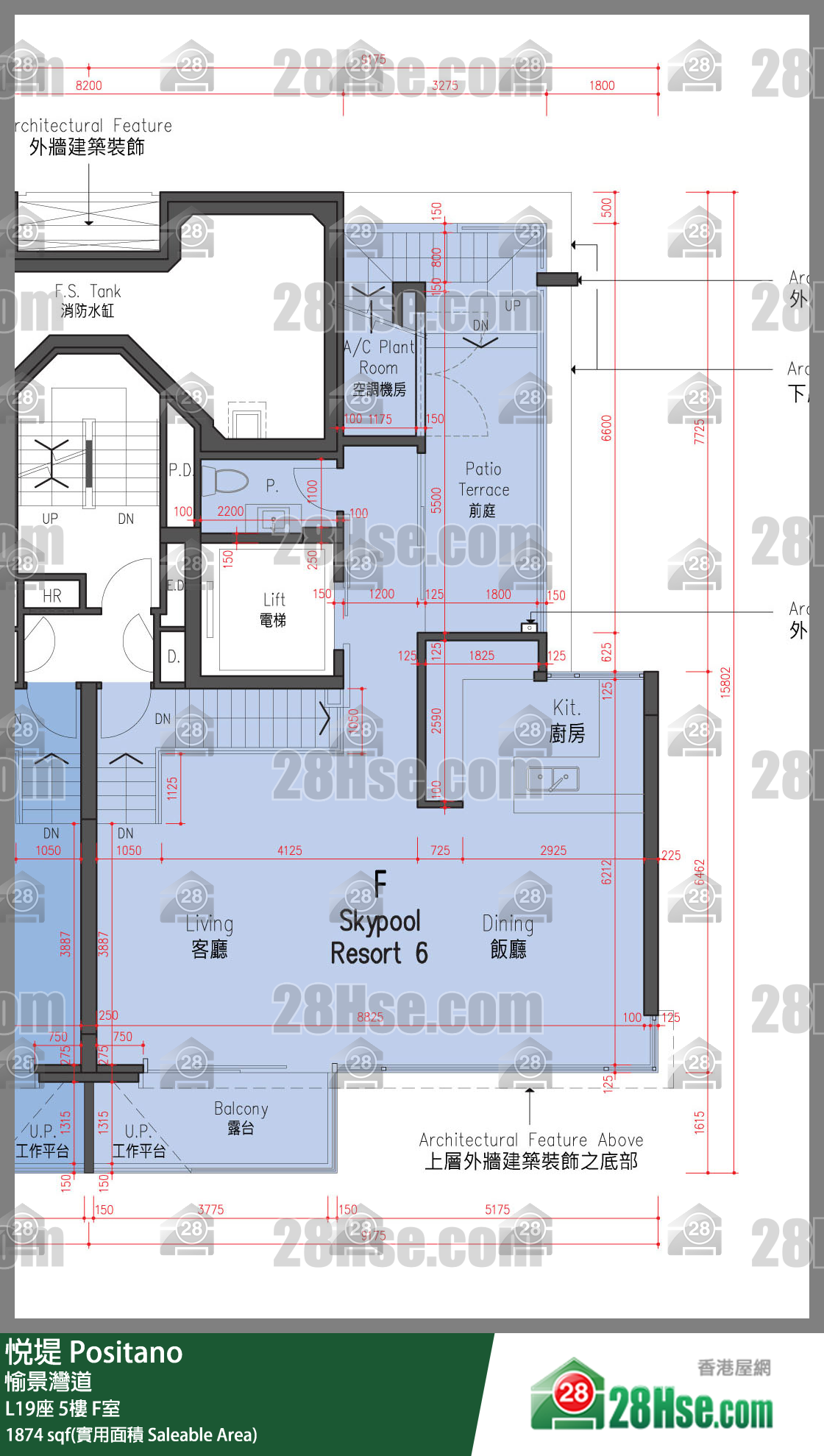 悅堤 L19座5樓 F室 平面圖