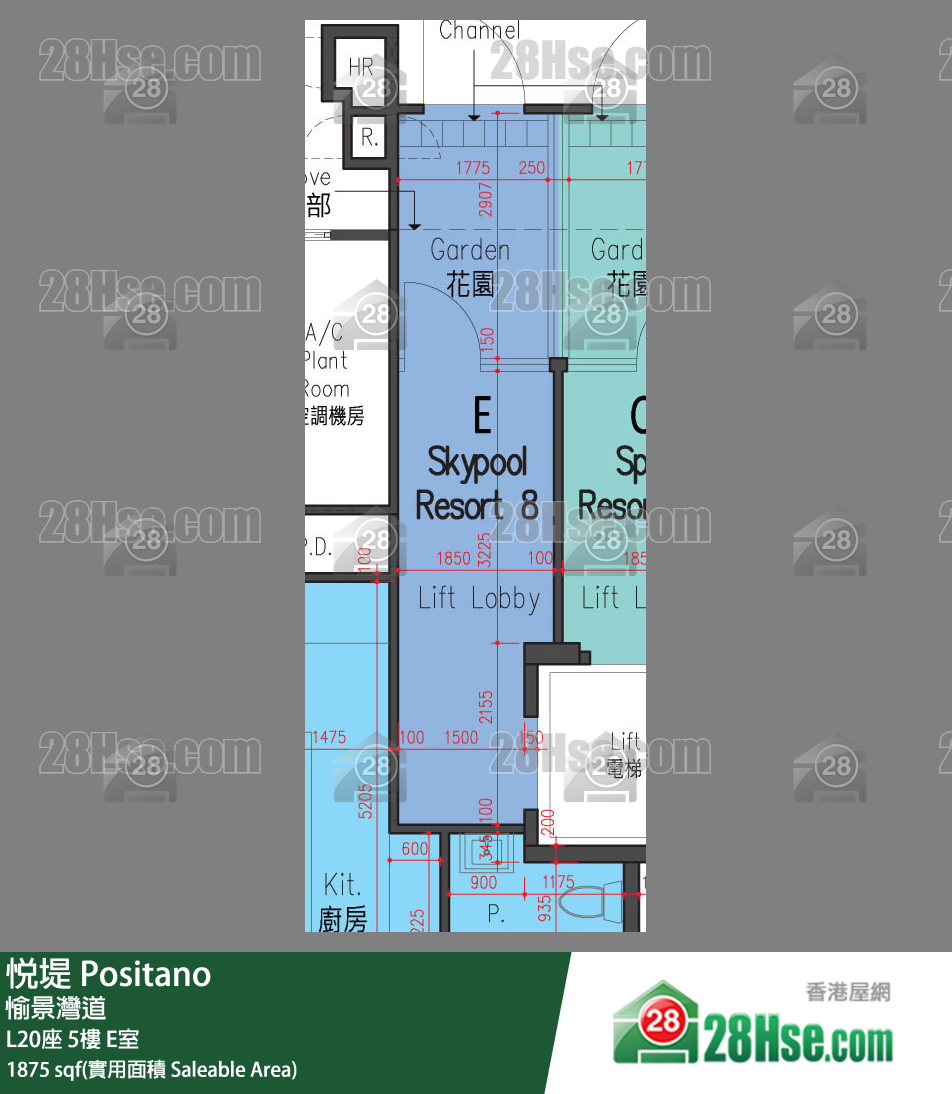 悅堤 L20座5樓 E室 平面圖
