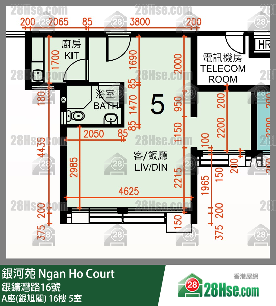 銀河苑 A座(銀旭閣)16樓 5室 平面圖