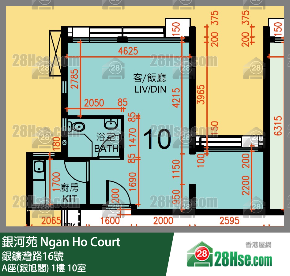 銀河苑 A座(銀旭閣)1樓 10室 平面圖