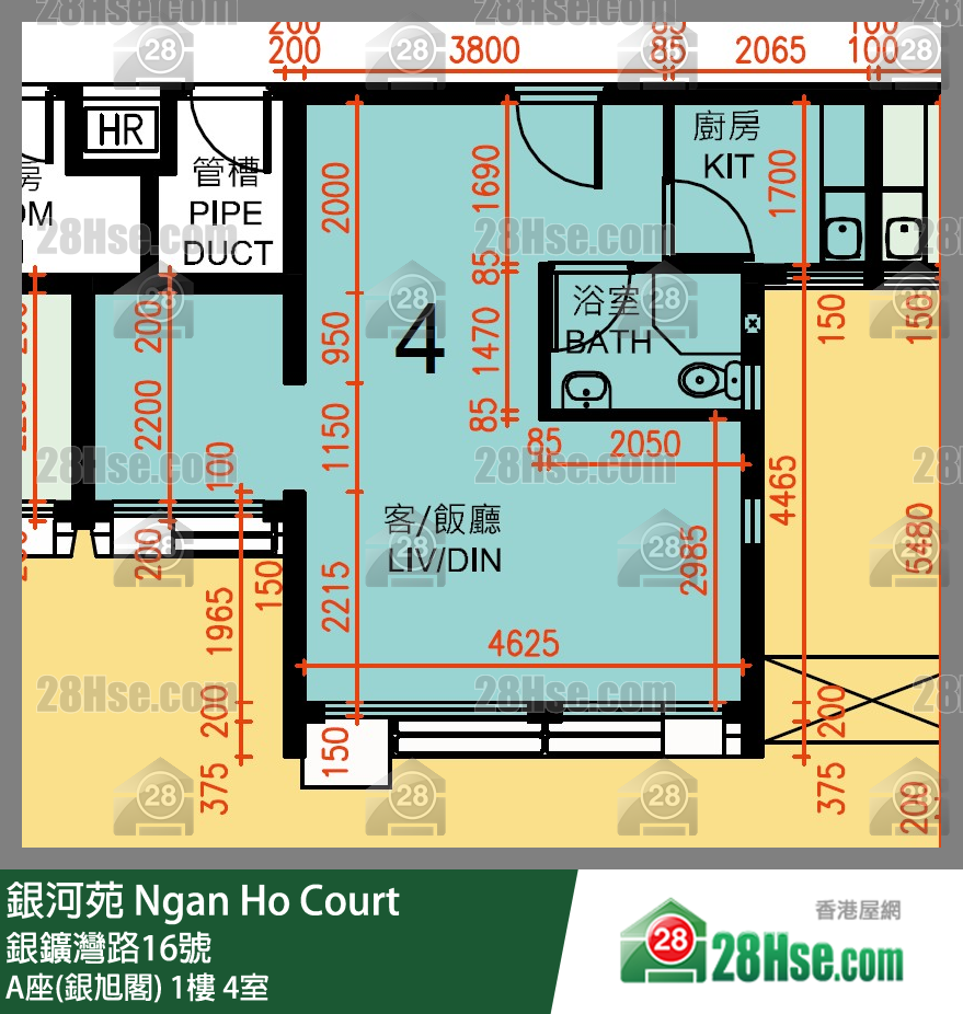 銀河苑 A座(銀旭閣)1樓 4室 平面圖