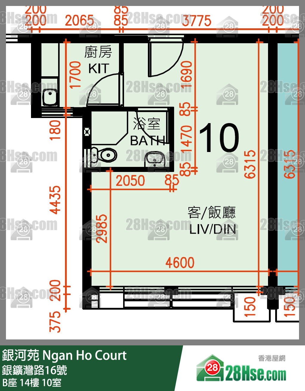 銀河苑 B座14樓 10室 平面圖