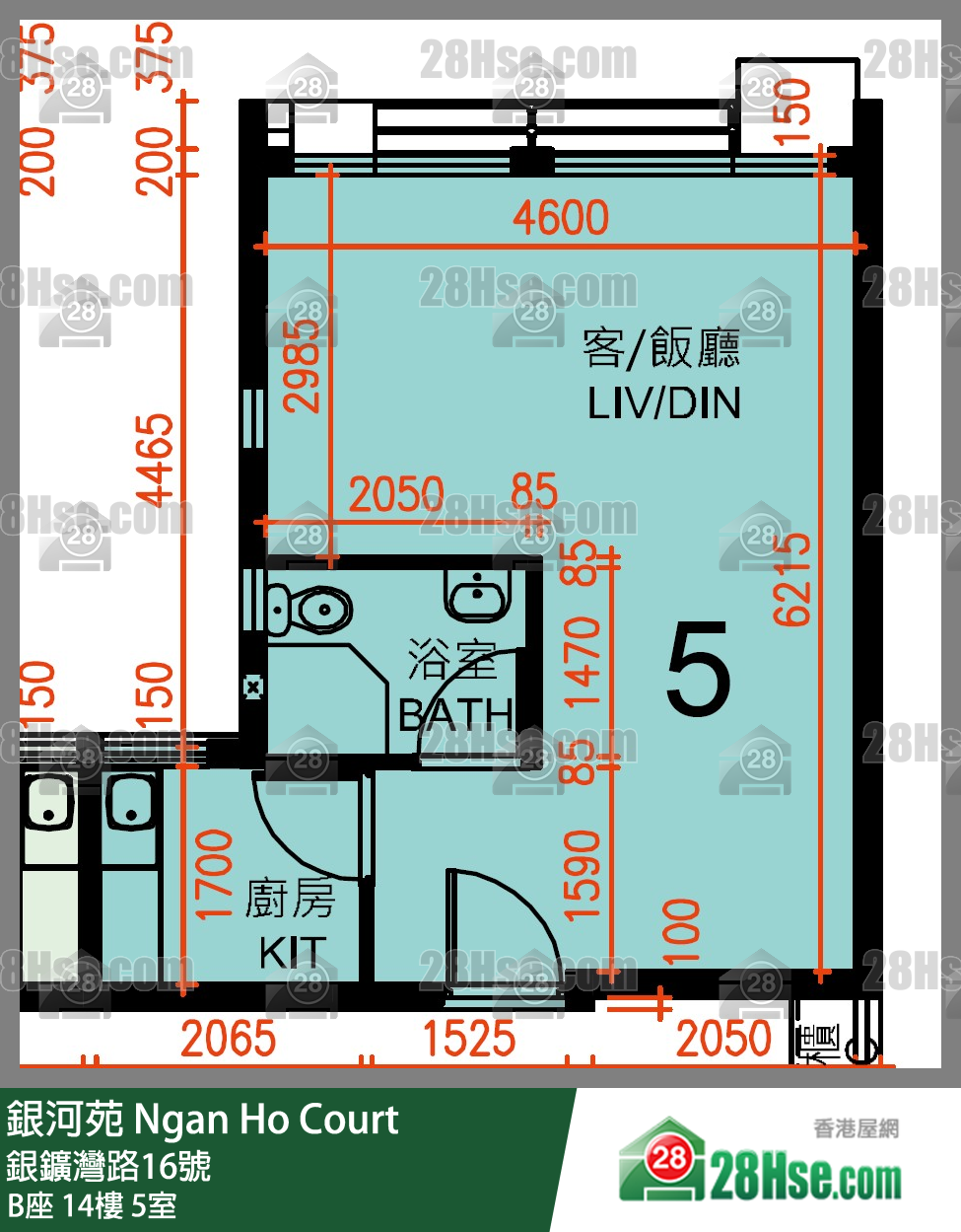 銀河苑 B座14樓 5室 平面圖