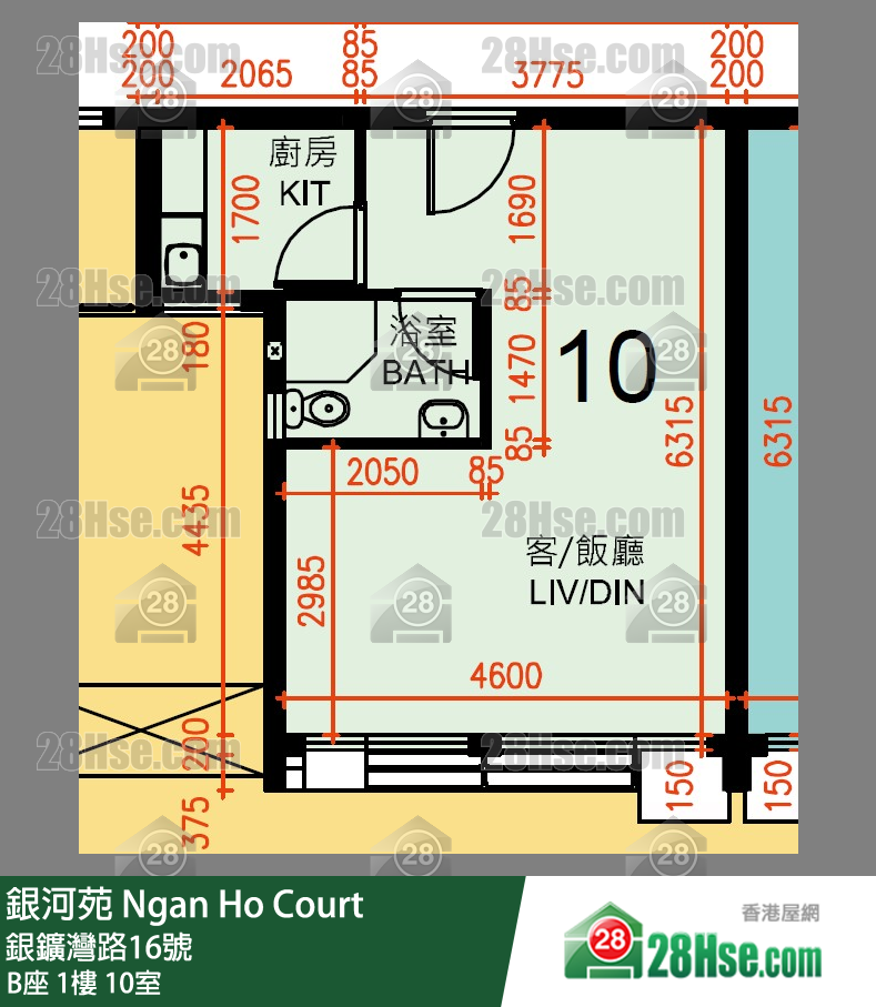 銀河苑 B座1樓 10室 平面圖