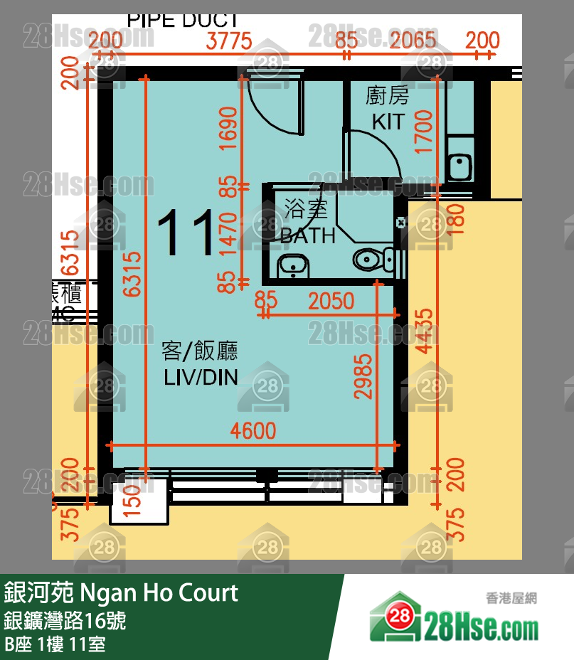 银河苑 B座1楼 11室 平面图