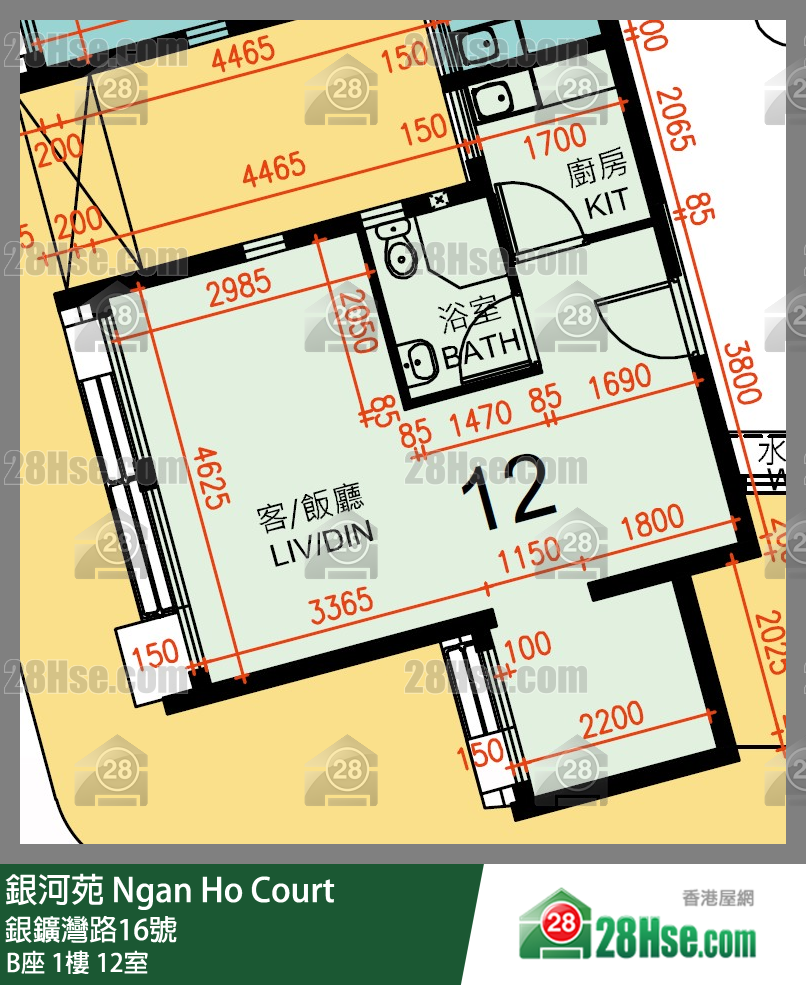 銀河苑 B座1樓 12室 平面圖