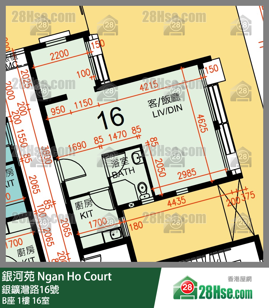 银河苑 B座1楼 16室 平面图