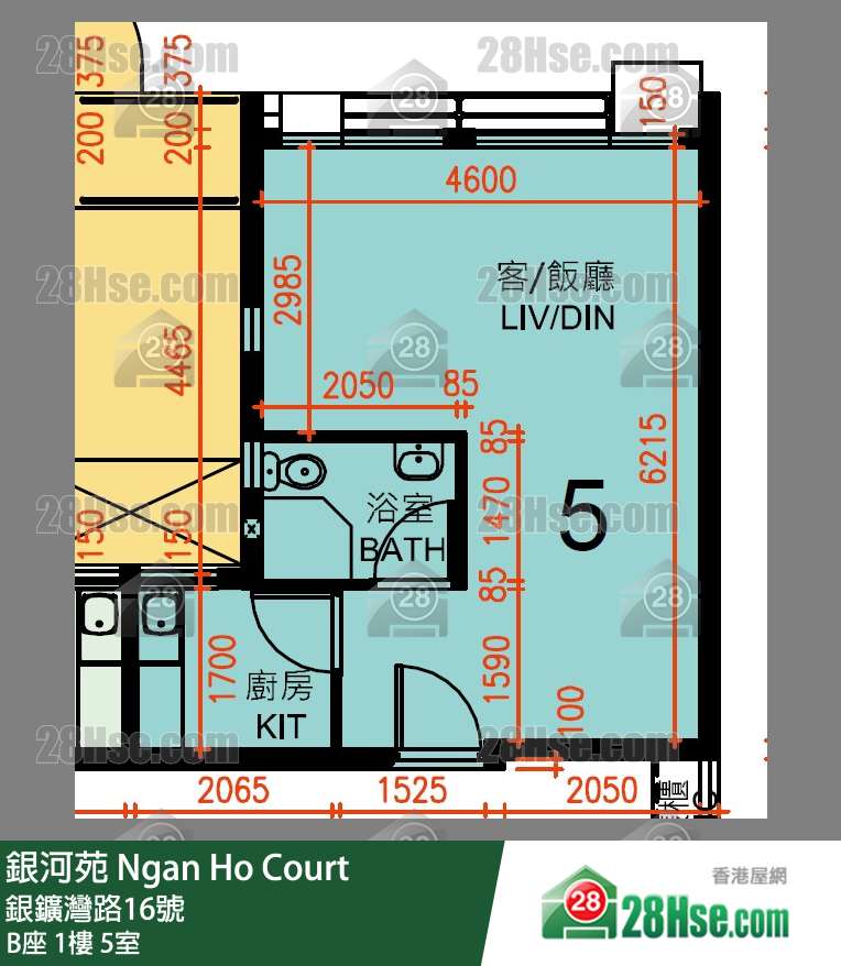 銀河苑 B座1樓 5室 平面圖