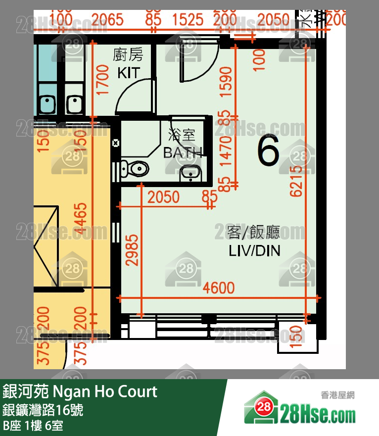 銀河苑 B座1樓 6室 平面圖