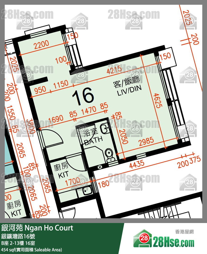 銀河苑 B座2樓 16室 平面圖