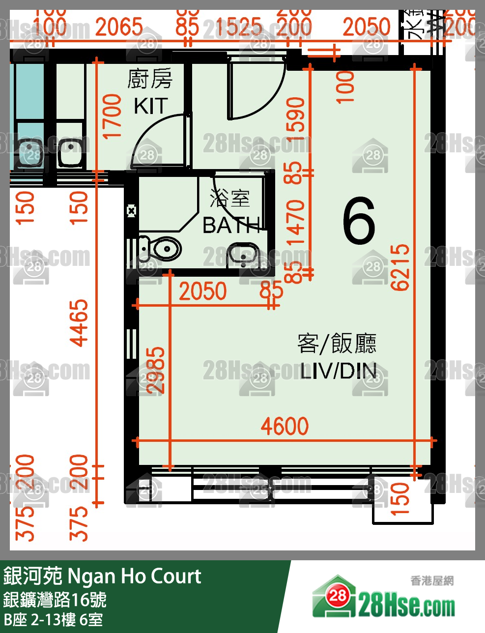 銀河苑 B座4樓 6室 平面圖