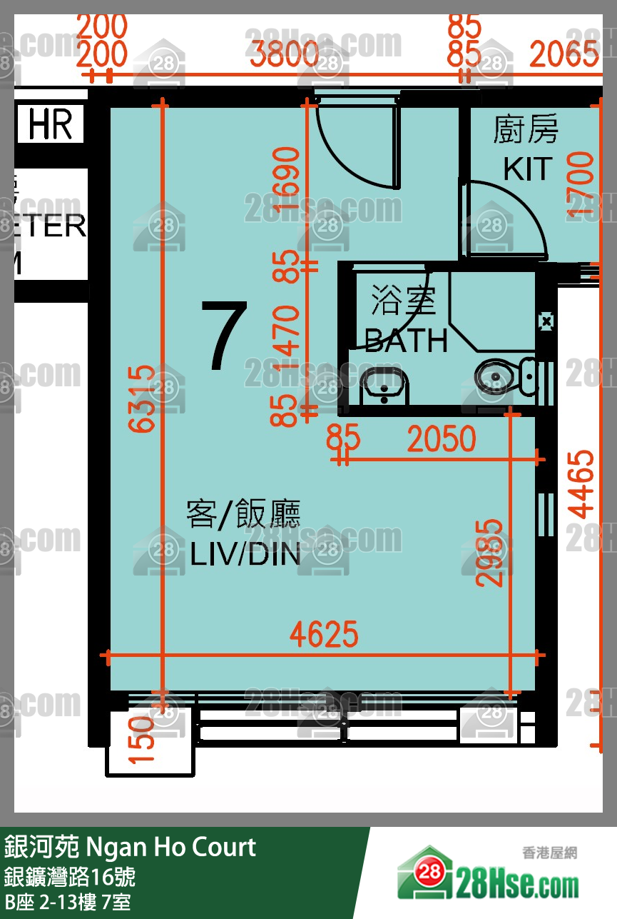 銀河苑 B座13樓 7室 平面圖