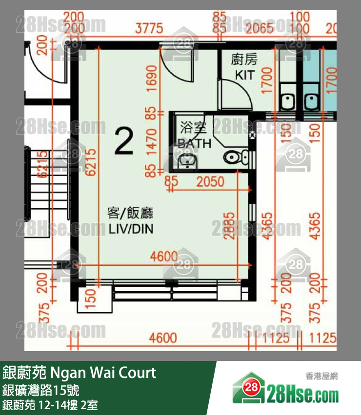 銀蔚苑 銀蔚苑14樓 2室 平面圖