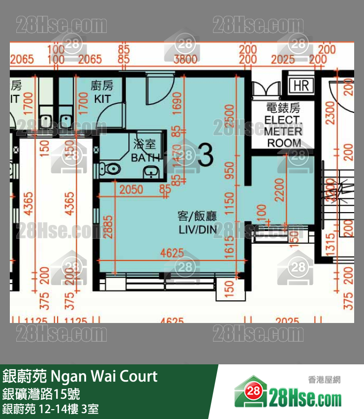 银蔚苑 银蔚苑14楼 3室 平面图