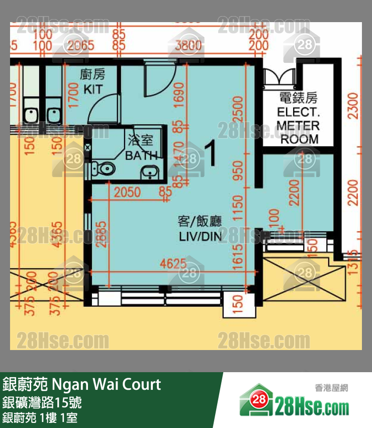 銀蔚苑 銀蔚苑1樓 1室 平面圖