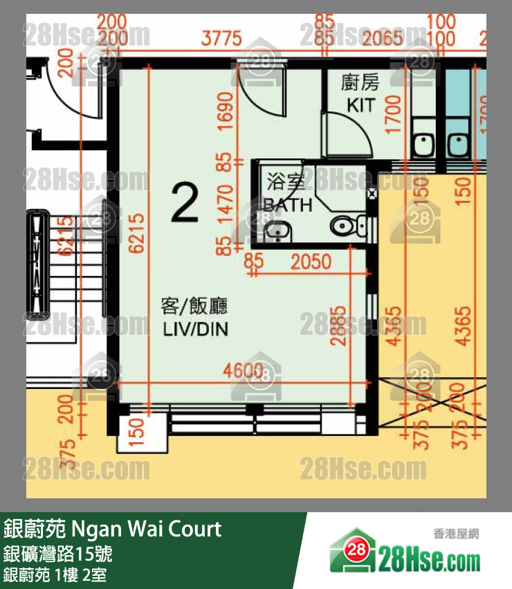 銀蔚苑 銀蔚苑1樓 2室 平面圖