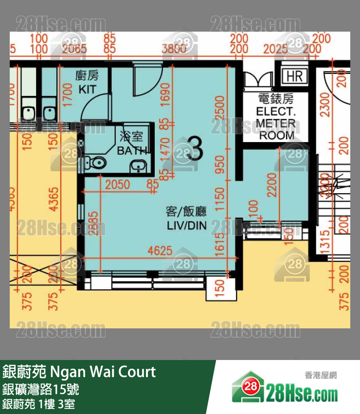 银蔚苑 银蔚苑1楼 3室 平面图