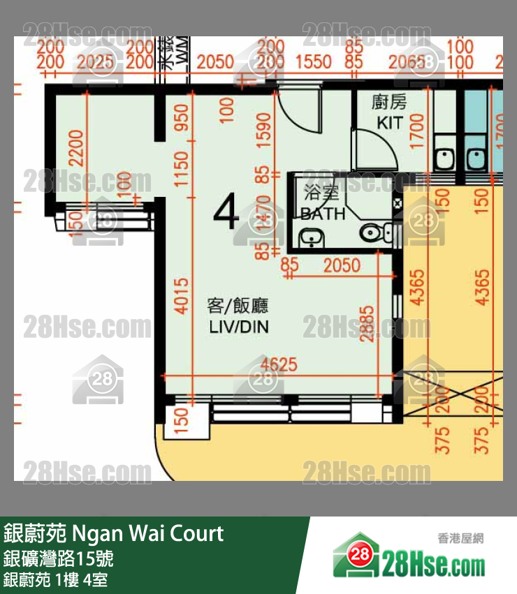 銀蔚苑 銀蔚苑1樓 4室 平面圖