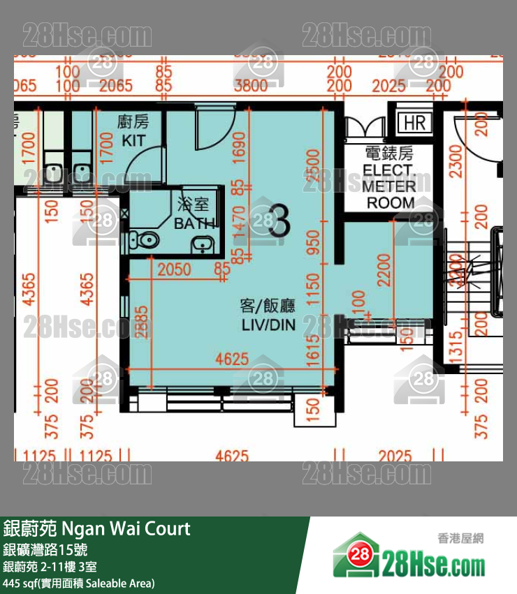 銀蔚苑 銀蔚苑4樓 3室 平面圖