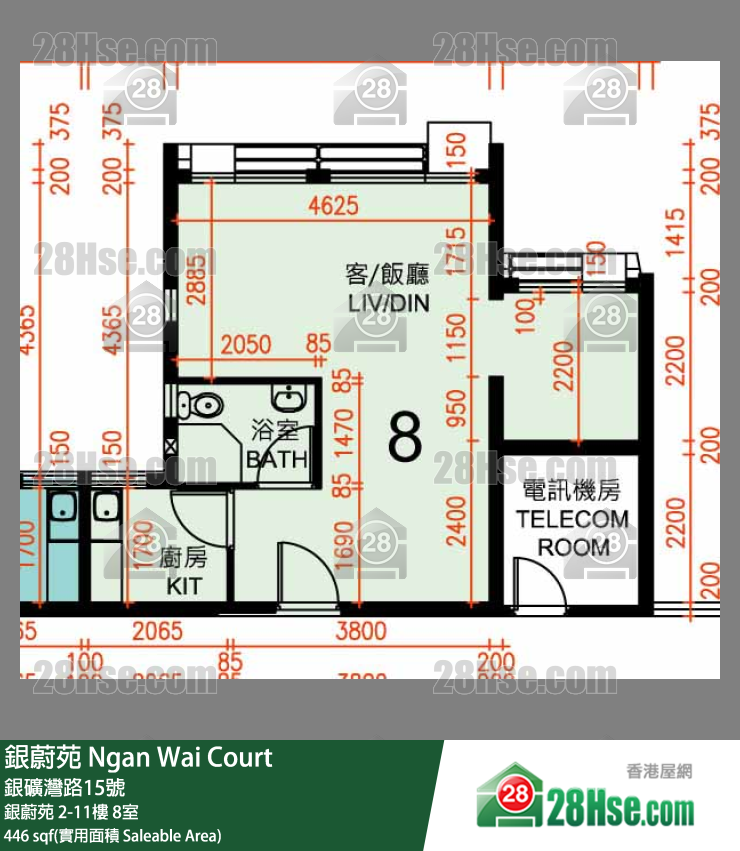 銀蔚苑 銀蔚苑5樓 8室 平面圖