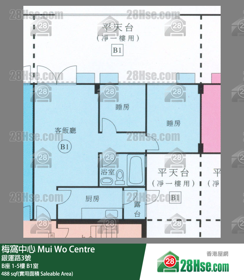 梅窝中心 B座1楼 B1室 平面图
