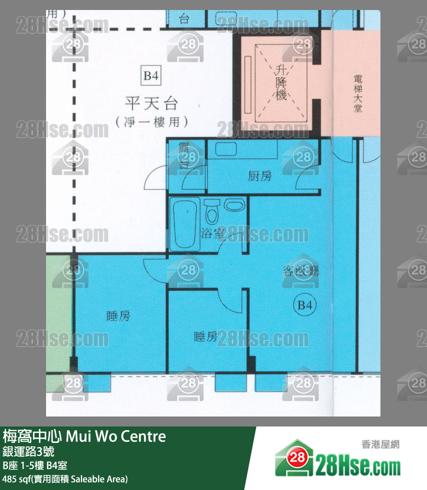 梅窝中心 B座3楼 B4室 平面图