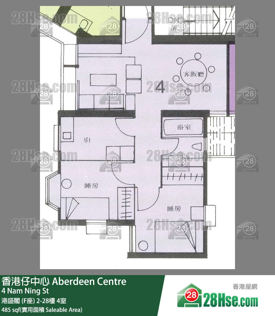 香港仔中心 港盛閣 (F座)6樓 4室 平面圖