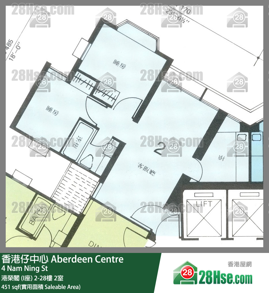 香港仔中心 港榮閣 (I座)13樓 2室 平面圖