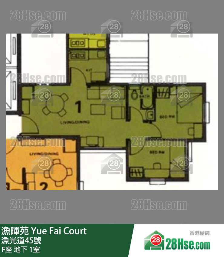 漁暉苑 F座地下 1室 平面圖
