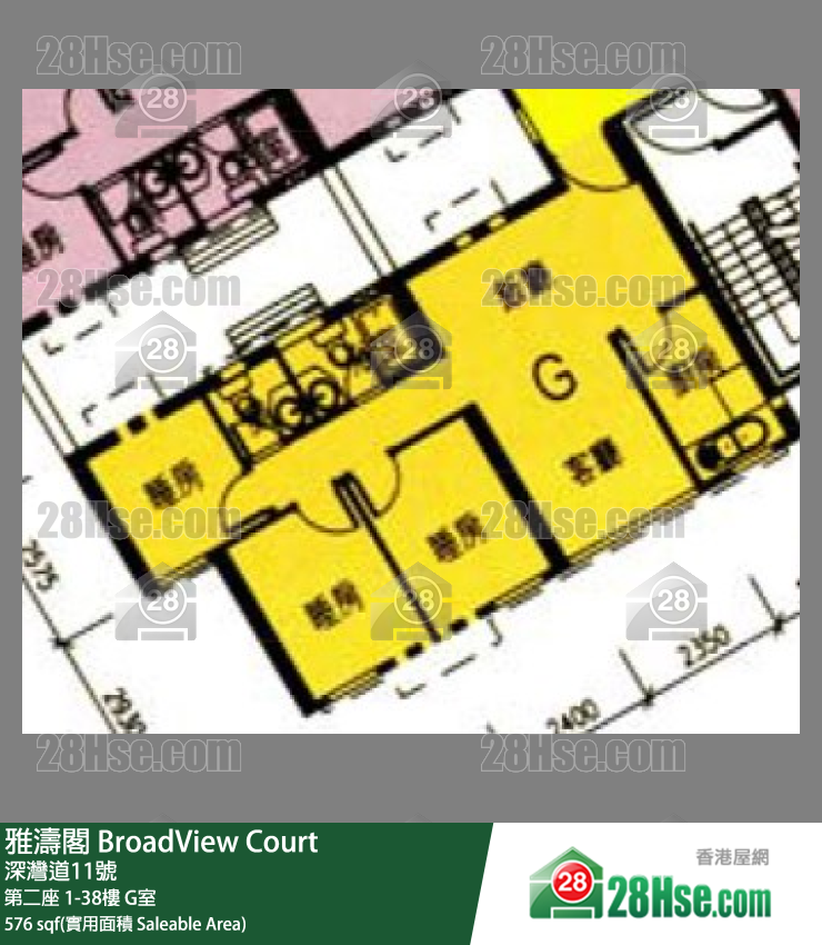 雅涛阁 第二座 34楼 G室 平面图