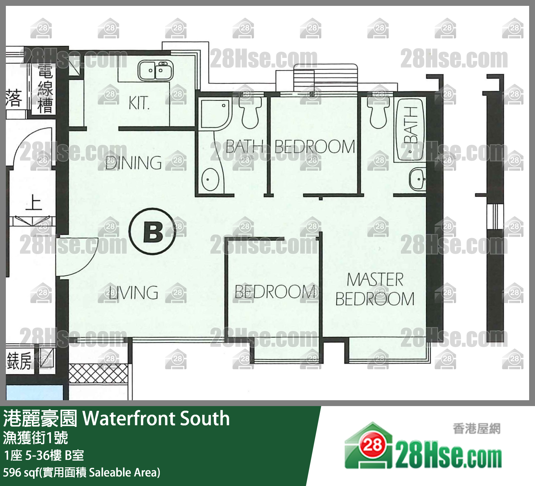 港麗豪園 1座10樓 B室 平面圖
