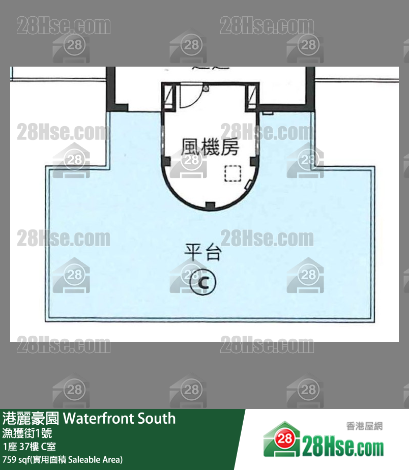 港麗豪園 1座37樓 C室 平面圖