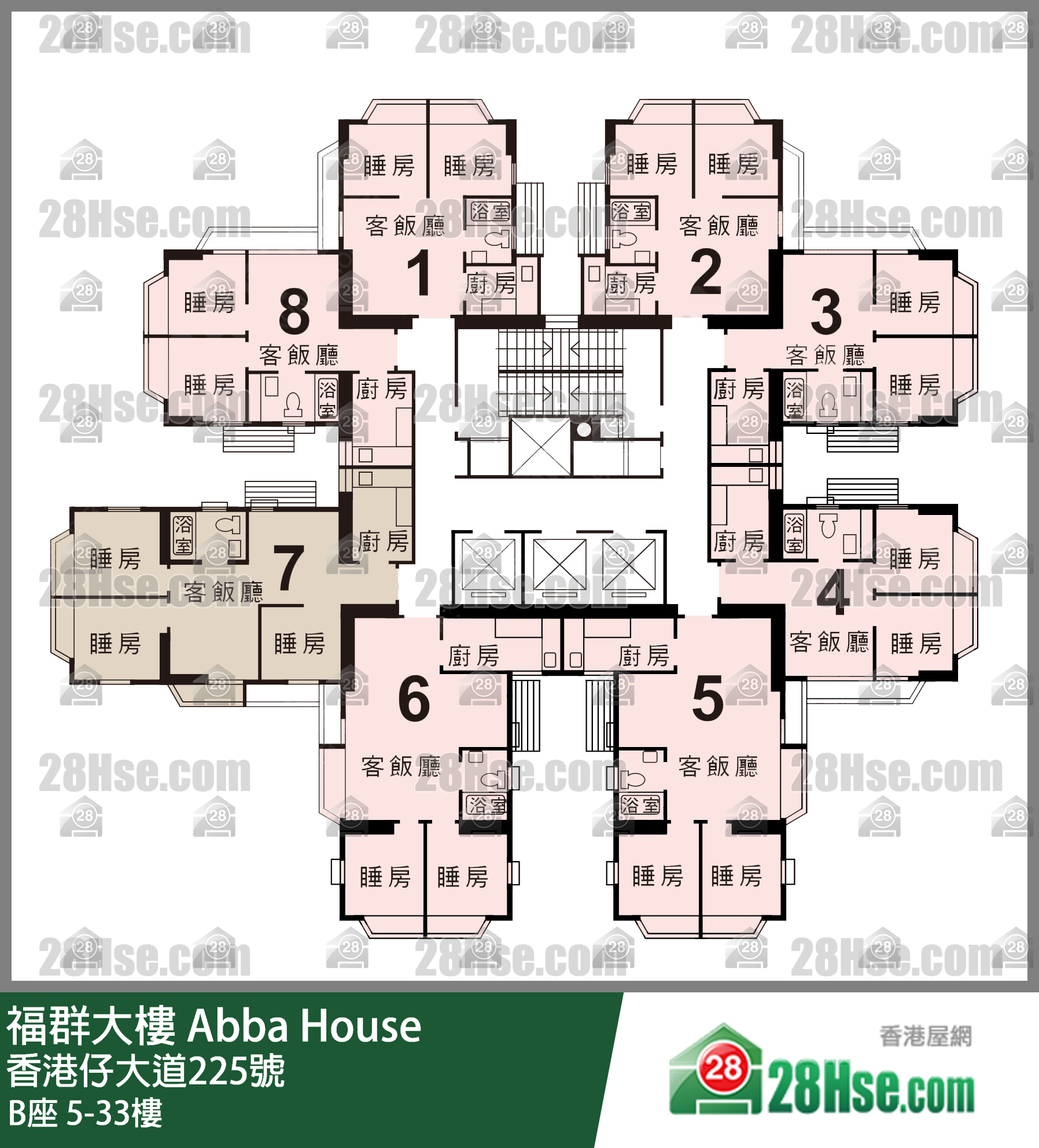 福群大樓 樓層平面圖(由 28Hse 提供)